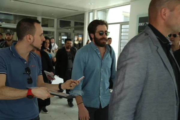 Actor Estadounidense Jake Gyllenhaal Centro Fotografiado Después Llegar Aeropuerto Antes — Foto de Stock