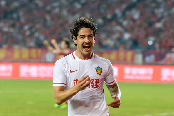 Alexandre Pato Tianjin Quanjian Comemora Após Marcar Gol Contra Chongqing — Fotografia de Stock