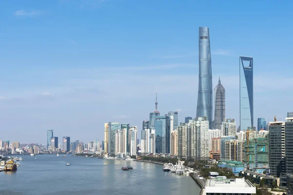 Panoramę Dzielnicy Finansowej Lujiazui Shanghai Tower Najwyższy Shanghai World Financial — Zdjęcie stockowe