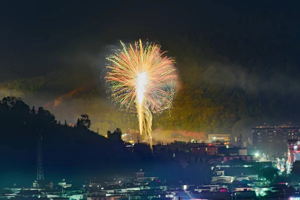 Los Fuegos Artificiales Explotaron Sobre Cielo Para Celebrar Año Nuevo —  Fotos de Stock