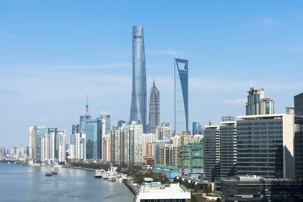 Skyline Lujiahai Financial District Shanghai Tower Tallest Shanghai World Financial — стоковое фото