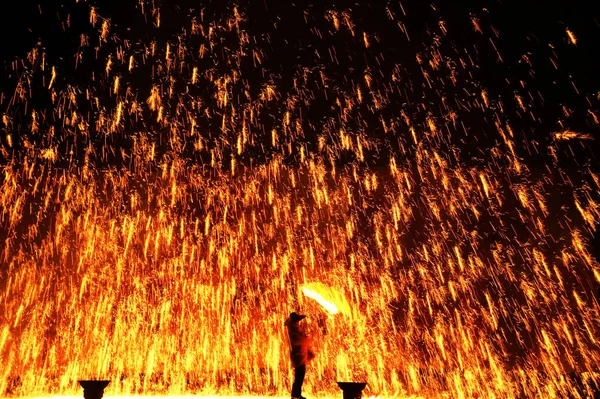 Bir Sanatçı Dashuhua Bir Performans Sırasında Dashuhua Bir Performans Sırasında — Stok fotoğraf