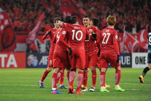 Jugadores Del Shanghai Sipg China Celebrar Después Anotar Gol Contra — Foto de Stock