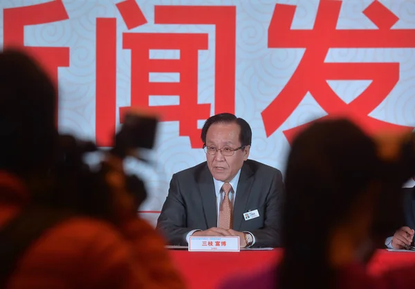 Saegusa Tomohiro Chef För Kinesiska Verksamheten Ito Yokado Deltar Presskonferens — Stockfoto