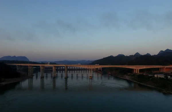 Vue Aérienne Pont Fushi Rongjiang Autoroute Sanliu Reliant Comté Sanjiang — Photo