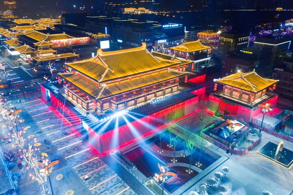 Uitzicht Lichtshow Datang Everbright City Stad Noordwest China Provincie Shaanxi — Stockfoto