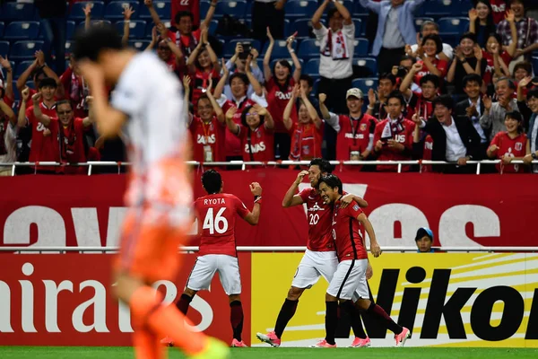 Spelare Japans Urawa Red Diamonds Fira Efter Gjorde Mål Mot — Stockfoto