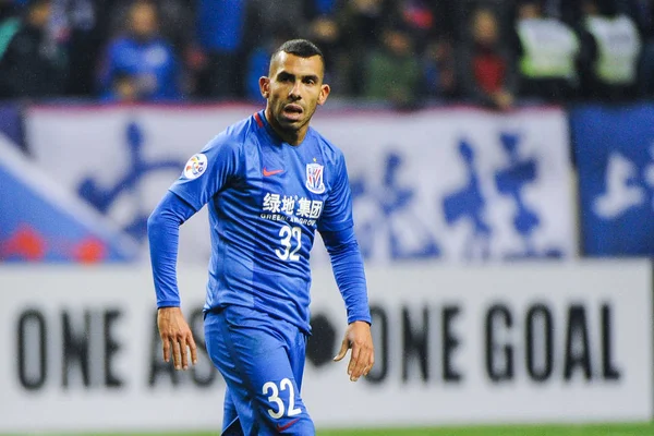 Futbolista Argentino Carlos Tevez Del Shanghai Greenland Shenhua China Reacciona — Foto de Stock