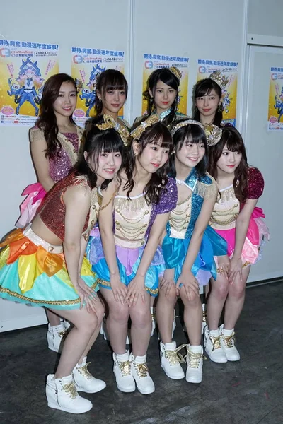 Miembros Del Grupo Chicas Ídolo Japonés Ske48 Posan Durante Exposición —  Fotos de Stock