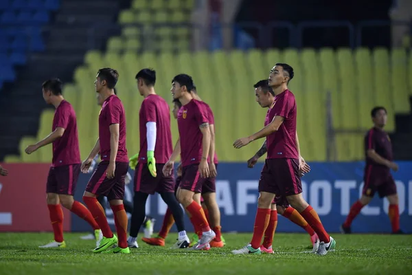 Spieler Der Chinesischen Männer Fußballnationalmannschaft Nehmen Einer Trainingseinheit Für Ein — Stockfoto