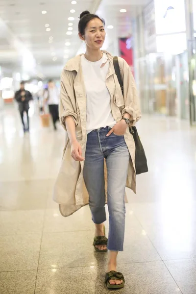 Chinees Model Liu Wen Afgebeeld Shanghai Hongqiao International Airport Shanghai — Stockfoto