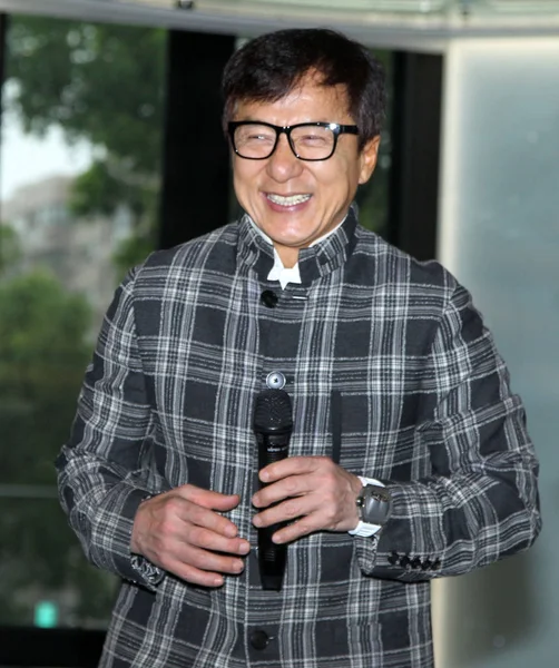 Jackie Chan Estrella Del Kungfu Hong Kong Posa Durante Ceremonia —  Fotos de Stock