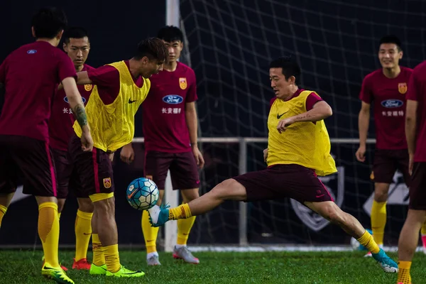 Spieler Der Chinesischen Männer Fußballnationalmannschaft Nehmen Einer Trainingseinheit Für Ein — Stockfoto
