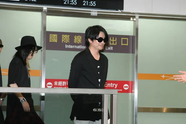 Mitglieder Der Japanischen Rockband Glay Erreichen Einen Flughafen Taipeh Taiwan — Stockfoto
