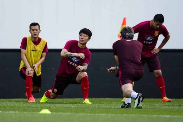 Spelers Van Chinese Nationale Voetbalteam Deelnemen Aan Een Training Voor — Stockfoto