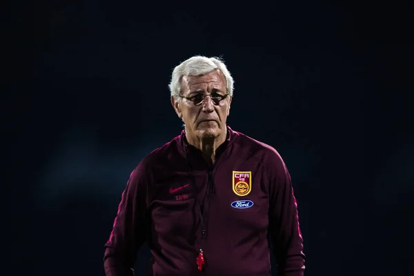 Treinador Marcello Lippi Seleção Chinesa Futebol Masculino Participa Uma Sessão — Fotografia de Stock