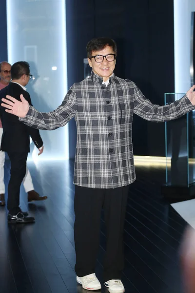 Taiwan Out Hong Kong Kungfu Star Jackie Chan Poses Opening — Stock Photo, Image