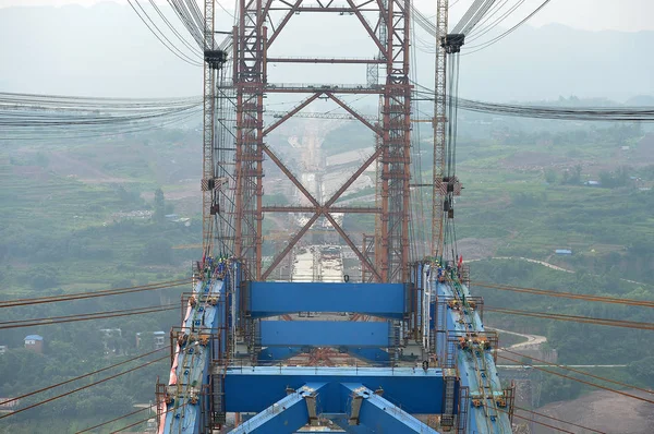Vue Pont Ferroviaire Rivière Yibin Jinsha Long Pont Voûte Carrée — Photo