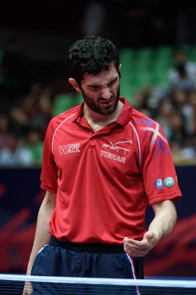 Emmanuel Lebesson Francia Reacciona Partido Primera Ronda Los Individual Masculino — Foto de Stock