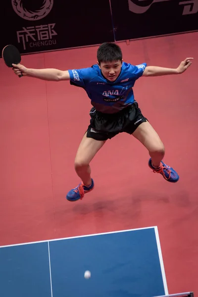 日本の友和 Harimoto シーマスター 2017 Ittf ワールド ツアー プラチナ チャイナ オープンに先駆けて — ストック写真