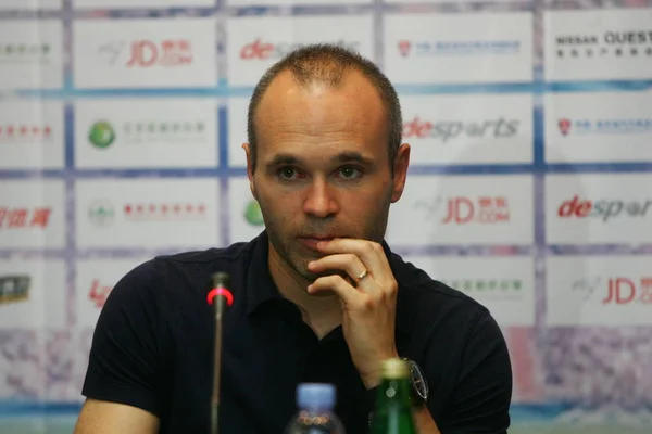 Jogador Futebol Espanhol Andres Iniesta Participa Evento Comercial Chongqing China — Fotografia de Stock