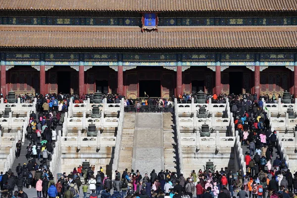 Turist Yasak Şehir Olarak Bilinir Sarayı Müzesi Ziyaret Sırasında Çin — Stok fotoğraf