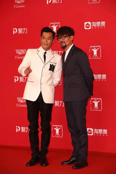 Cantanti Attori Hong Kong Louis Koo Sinistra Gordon Lam Arrivano — Foto Stock