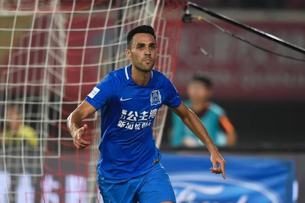 Futbolista Profesional Israelí Eran Zahavi Guangzhou Celebra Después Anotar Gol — Foto de Stock