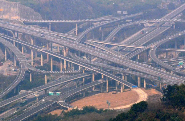 Aerial View Five Story Structure Huangjuewan Flyover Chongqing China February — Stock Photo, Image