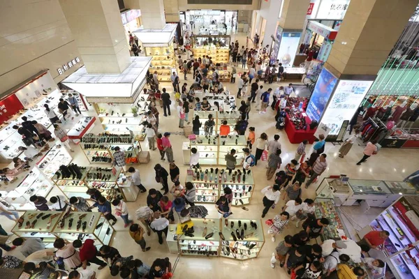 Clientes Multidão Para Fazer Compras Year Old Shanghai Department Store — Fotografia de Stock