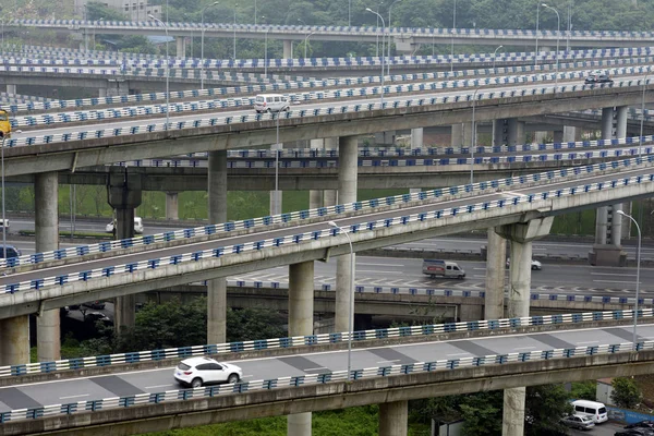 Εναέρια Όψη Της Πενταιστορίας Δομής Huangjuewan Flyover Στο Τσονγκκίνγκ Κίνα — Φωτογραφία Αρχείου