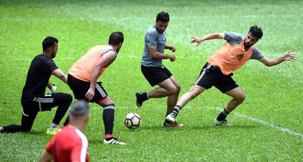 Jogadores Seleção Nacional Futebol Masculino Jordânia Participam Uma Sessão Treinamento — Fotografia de Stock