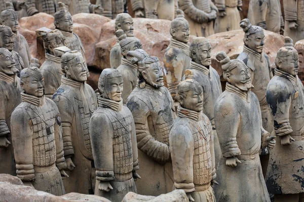 Des Répliques Sculptures Terre Cuite Guerriers Chevaux Fosse Musée Des — Photo