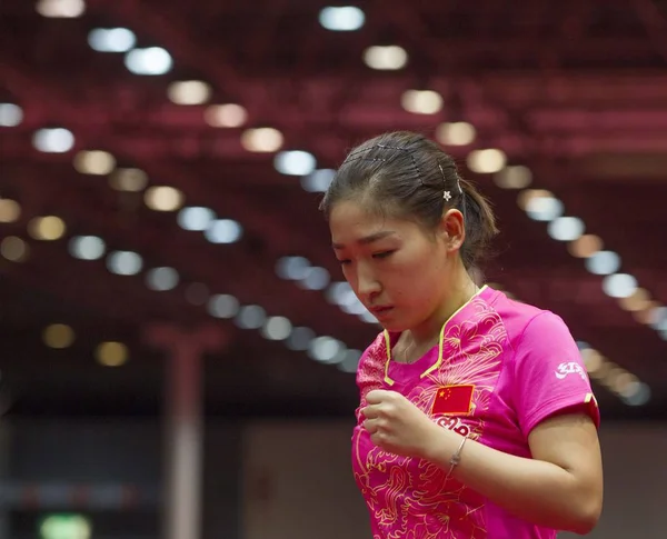 Liu Shiwen China Reacts Scoring Goal Suh Hyo Won South — 图库照片