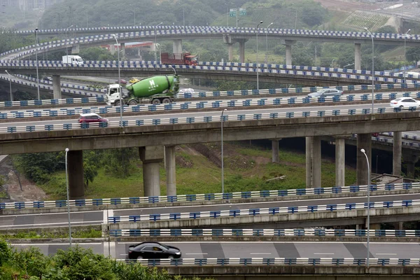 Luchtfoto Van Vijf Verhaal Structuur Huangjuewan Viaduct Chongqing China Juni — Stockfoto