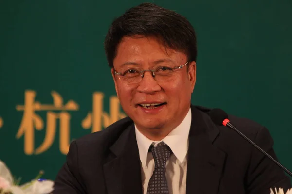 Sun Hongbin Zakladatel Předseda Sunac Čína Holdings Ltd Účastní Tiskové — Stock fotografie