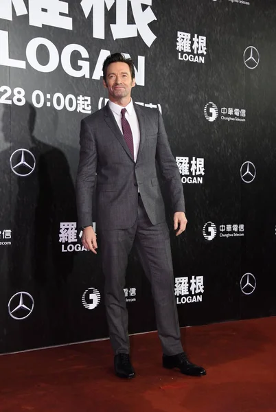 Attore Australiano Hugh Jackman Posa Sul Tappeto Rosso Prima Del — Foto Stock