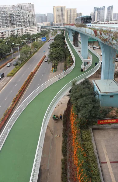 View China First Elevated Bicycle Track Constructed Ground Xiamen City — стоковое фото