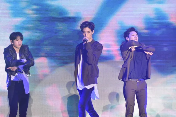 Medlemmar Sydkoreanska Pojke Gruppen Got7 Utföra Deras Fläkt Möte Hong — Stockfoto