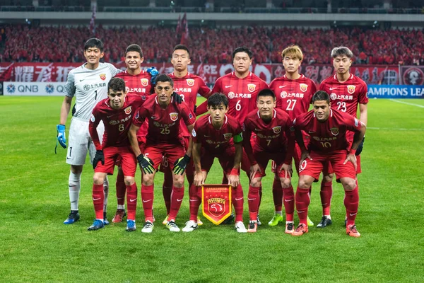 Spelers Van Startende Line Van China Shanghai Sipg Vormen Voordat — Stockfoto