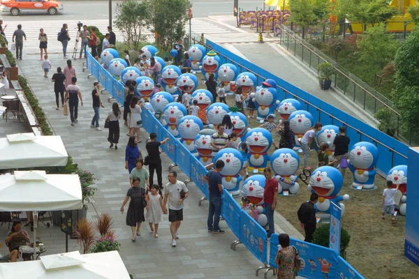 Pessoas Visitam Uma Exposição Com Doraemon Movie 2017 Great Adventure — Fotografia de Stock