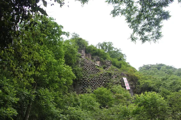 野生の花からミツバチによって集められた蜂蜜を蓄えるための蜂巣は 中国四川省西南部の Qingcheng 山の急峻な崖に掛かっています 月2017 — ストック写真