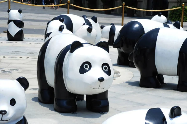Vista Esculturas Panda Gigantes Exhibición Plaza Chamtime Parque Alta Tecnología — Foto de Stock
