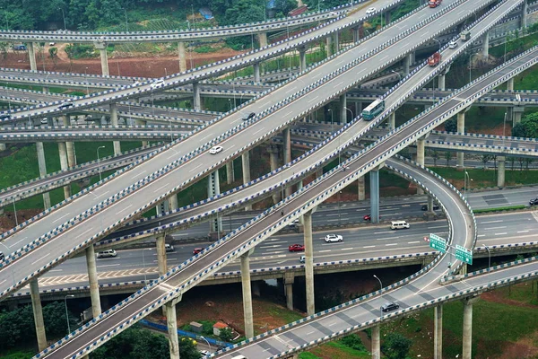 Letecký Pohled Pětipatní Strukturu Huangjuewan Flyover Čchung Čching Čína Červen — Stock fotografie