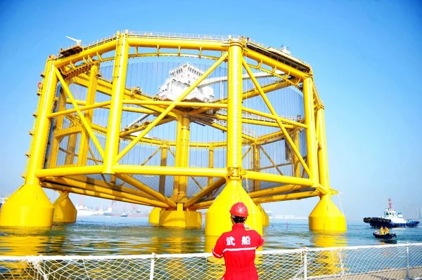 Ocean Farm Una Instalación Cultivo Oceánico Alta Mar Inteligente Entregada — Foto de Stock