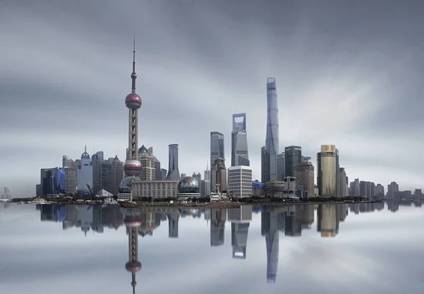 Skyline Del Fiume Huangpu Lujiazui Financial District Con Oriental Pearl — Foto Stock