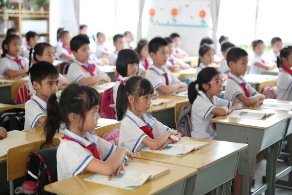 Ученики Посещают Занятия Начальной Школе Хайкоу Йинкай Городе Хайкоу Провинция — стоковое фото