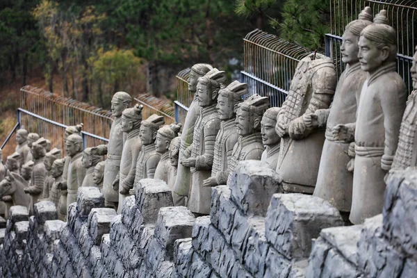 Réplicas Esculturas Terracota Guerreros Caballos Del Pozo Del Museo Los — Foto de Stock