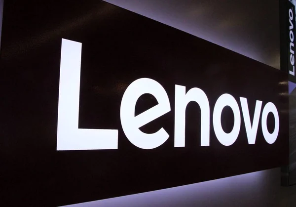 Ein Logo Von Lenovo Ist Der Stadt Liaocheng Der Ostchinesischen — Stockfoto