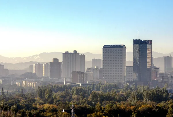 Cityscape High Rise Buildings Urumqi City Northwest China Xinjiang Autonomous — стоковое фото